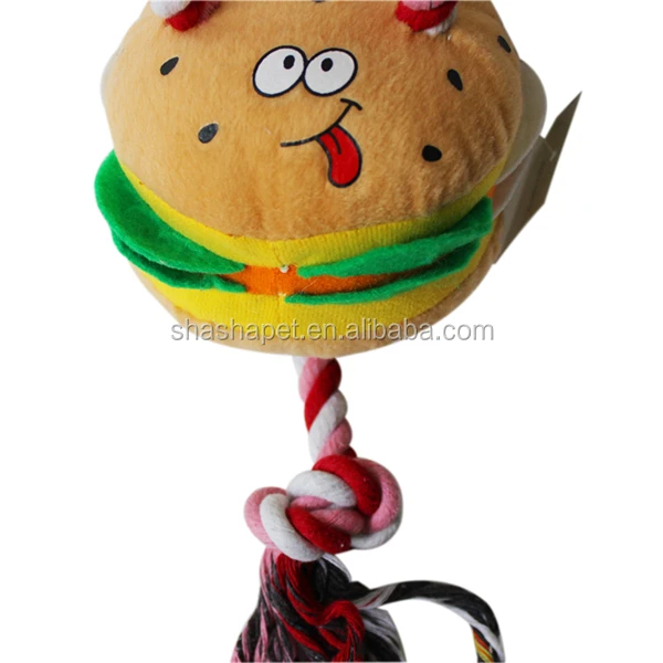 hamburger plush dog toy