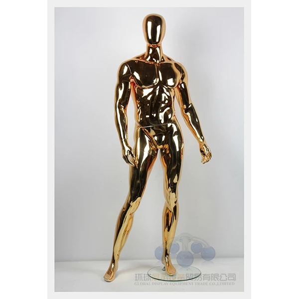 Full Body Gold Chrome Fiberglass Male Mannequin With Egg Head Buy