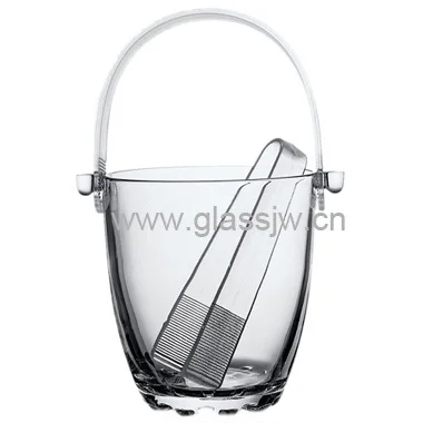 glass ice bucket with tongs