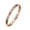 Rose Gold Bracelet Negative Ions Stainless Steel with 4 in 1 Energy Stone Magnet Bracelets Bangles Germanium FIR