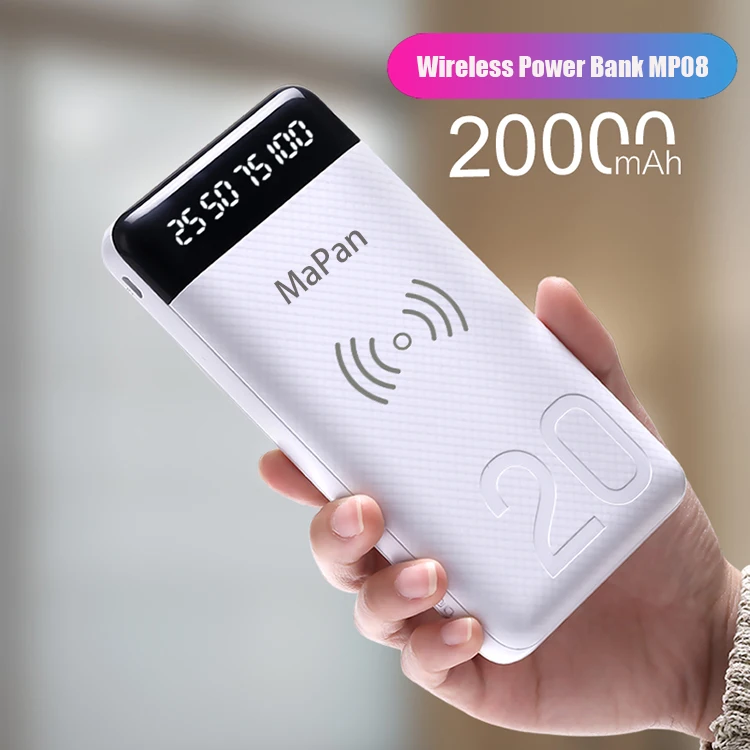 rohs 便携式无线 20000 mah qi 双 usb 输出电源 20000 mah