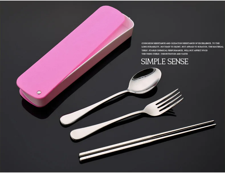 Portable Flatware Fork And Spoon Chopsticks Travel Cutlery Set With