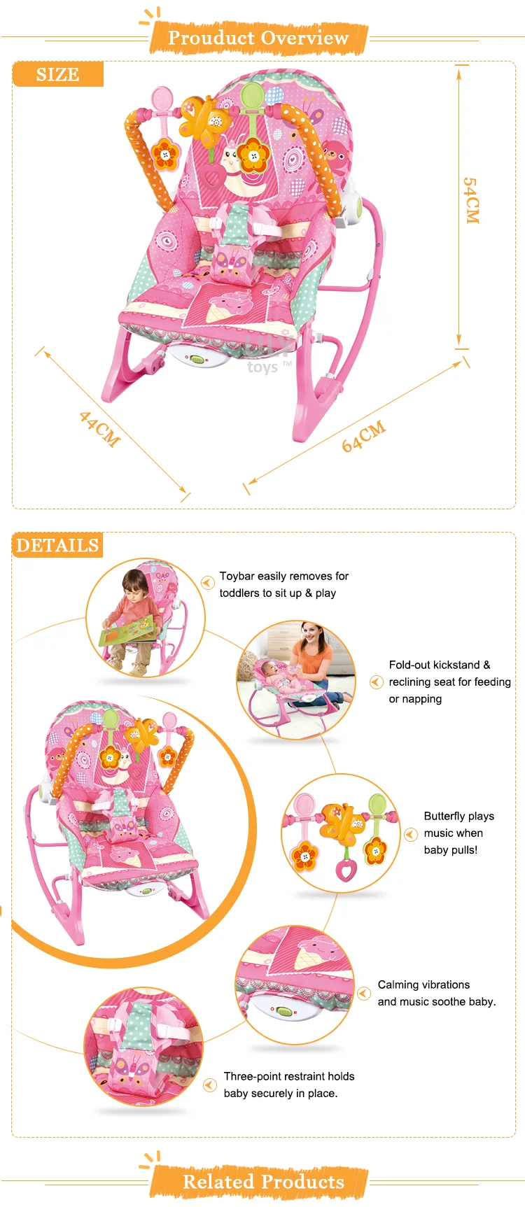 2017 New style modern chairs baby resting rocking chair baby