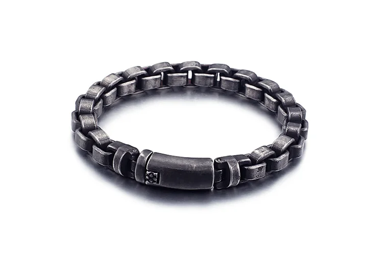KALEN 316 Stainless Steel 22CM Brushed Box Link Chain Bracelets For Men