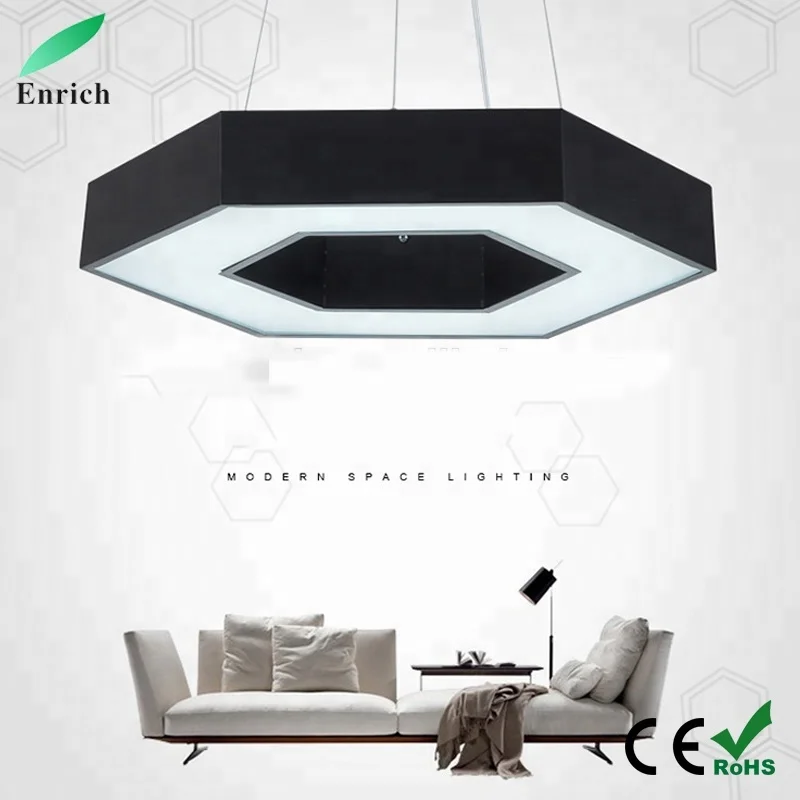 Et Linéaire Lampe Lumières Led Hexagone Pendentif Bureau Éclairage EHI29D