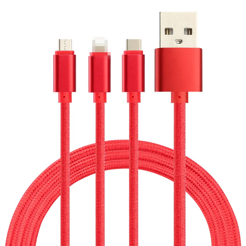 Fabric braided Usb Data Cable Usb Data Cable 3 In 1 Charging Cable - ANKUX.COM