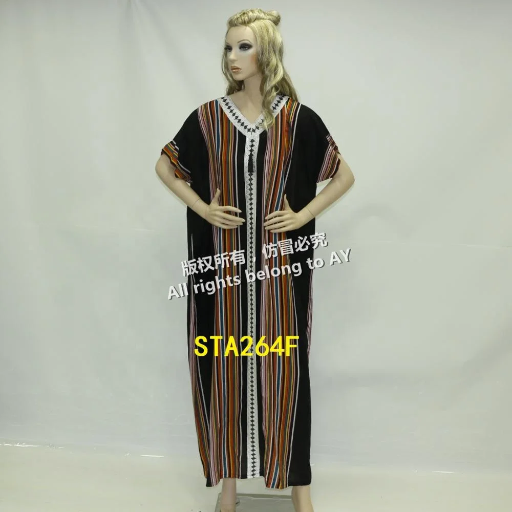  2021  Stripe Muslim Long Dress In Malaysia Baju  Kurung  