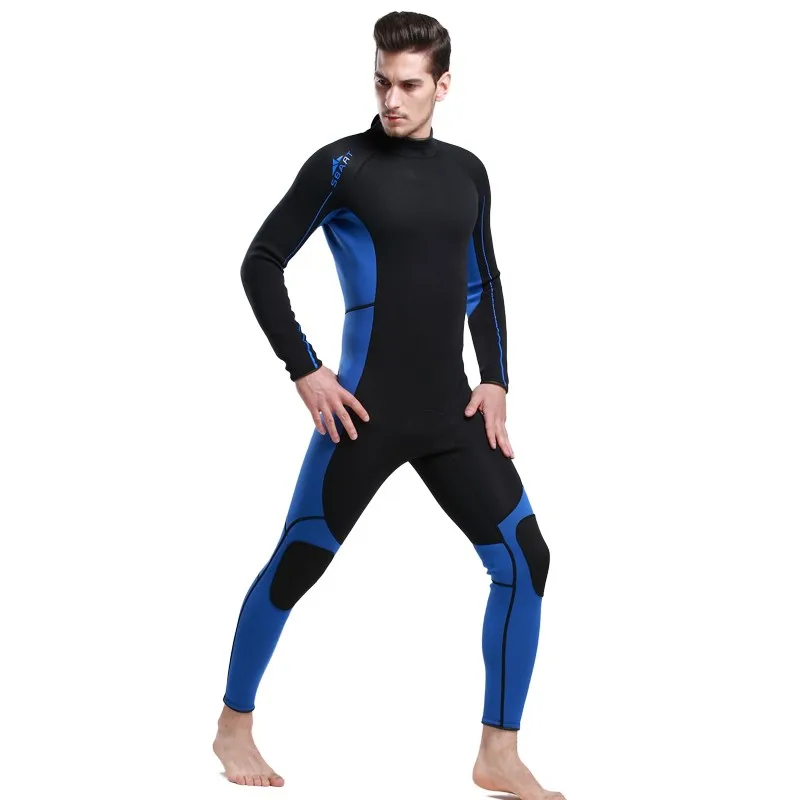 全身防寒泳衣 3毫米氯丁橡胶背部拉链男士女士长袖潜水冲浪浮潜潜水衣