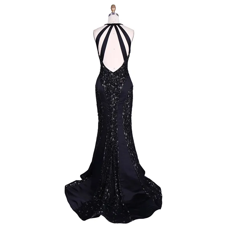 High Neck Halter Elegant Evening Party Long Ladies Sexy Open Front