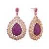 Silver jewelry party hollow pear shape ruby drop earrings heavy dangling earrings for ladies
