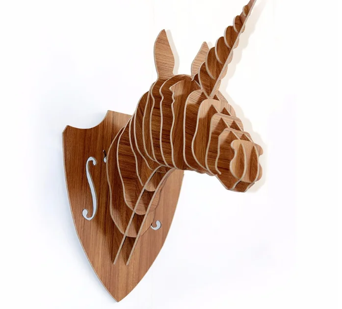 Unicorn Head Wooden Wall Art Wood Engraved Mdf Animal Head Christmas