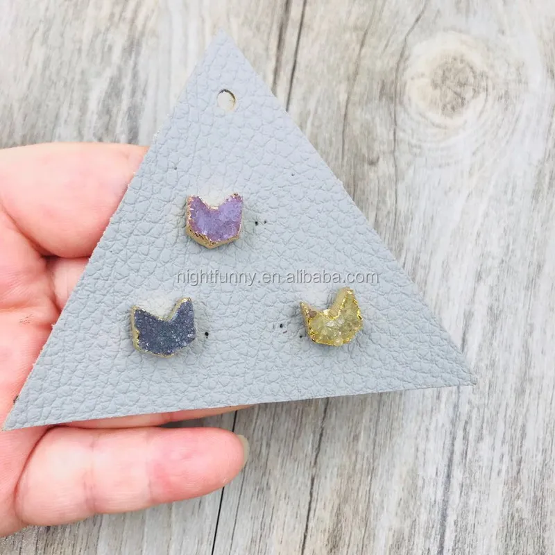 Healing Crystal Natural Stone Earring,Genuine Amethyst Gemstone