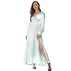 Pretty light green spring elegent women clothes long sleeve nice lady fashion long bohemian dress