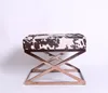Living room cross legs stainless steel ottoman stool