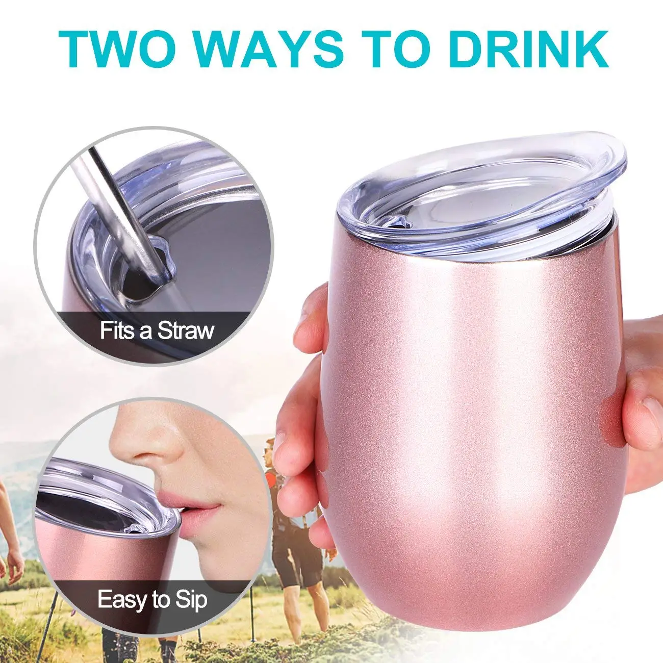 12oz Double Wall Vacuum Insulated Stainless Steel Tumbler Stemless Wine