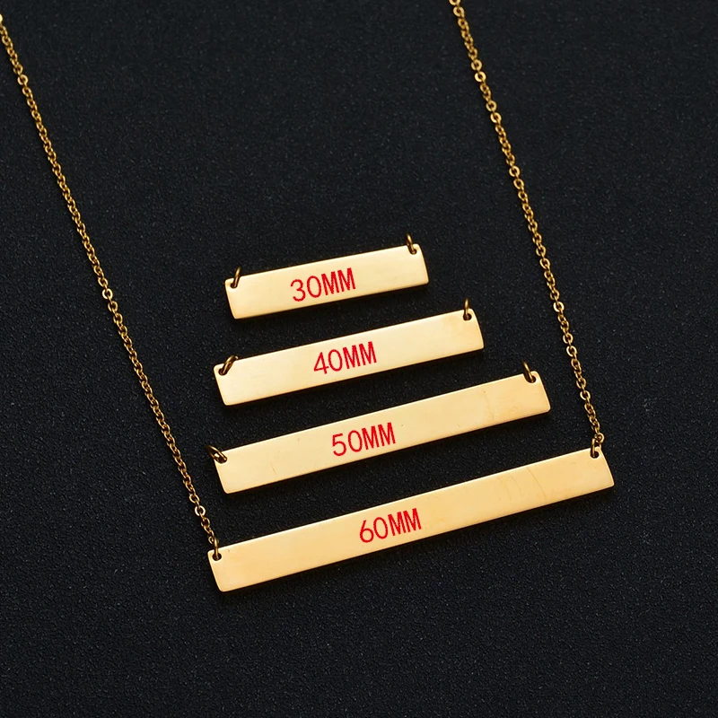 Custom Engrave Blank Gold Plated Any Size Stainless Steel Bar Necklace