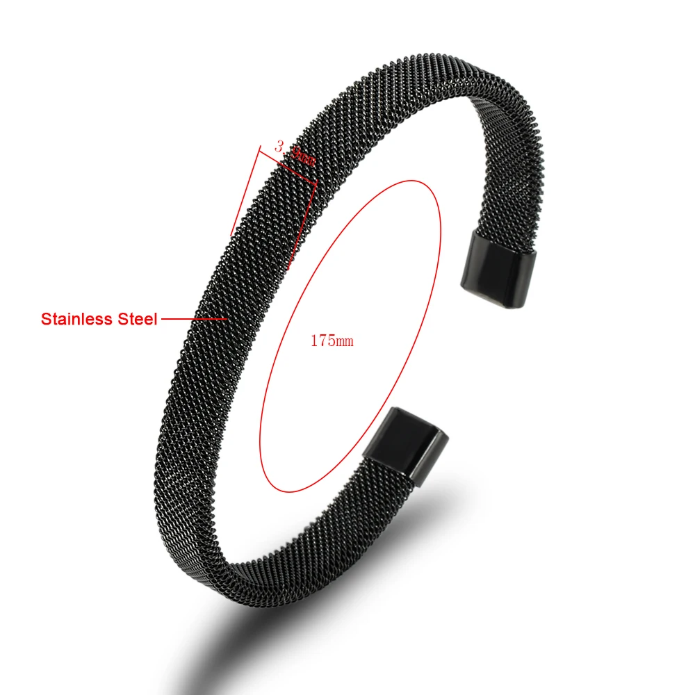 Trend 2018 Stainless Steel Black Mesh Cuff Bracelet For Men Buy Cuff