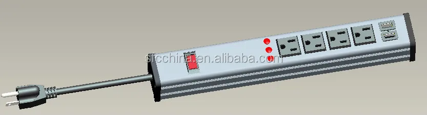 double USB port charge UL 4 outlet power strip with surge protector