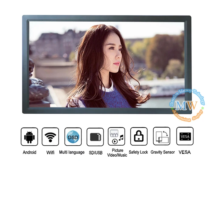 Android Wifi 27 Inch Big Size Lcd Digital Photo Frame With Picture
