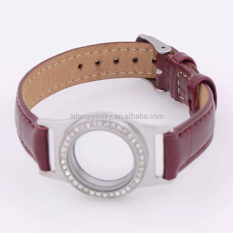 En cuir wrap bracelet médaillon personnalisé pas cher bracelets en tissu, flottant montre médaillon