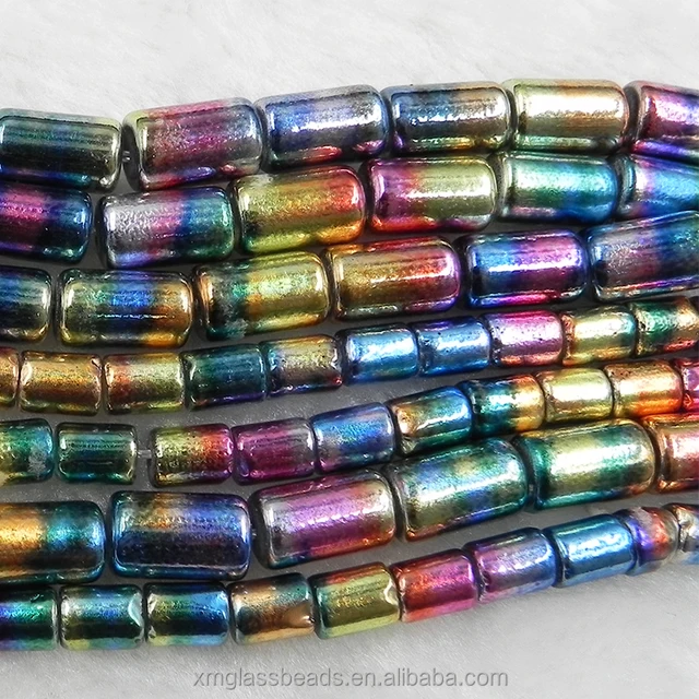 iris metallic reflective cane glass beads for hip hop jewelry