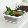 Foldable Multi-function Kitchen Plastic Washing and Draining Veggies Folding Drain Basket