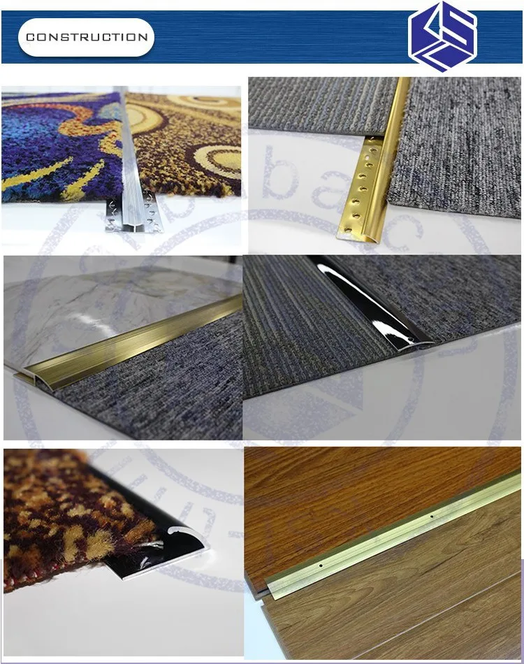 Carpet Transition Strips Polished Edge Trim Dual Gripper Tile To Carpet