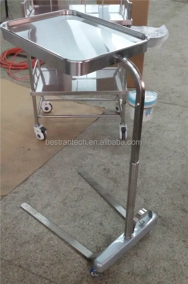 Bt Smt004 Medical Metal Height Adjustable Tray Mayo Table Stand With Wheels Hospital Equipment Trays Table Price For Sales Buy Medical Metal Height Adjustable Tray Mayo Table Stand With Wheels Mayo Table Medical Medical Equipment