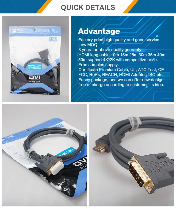 Conector Pin Pro 24 + 1,Cable Dvi A Hdmi,Audio Y Vídeo,Alta Calidad,Dvi