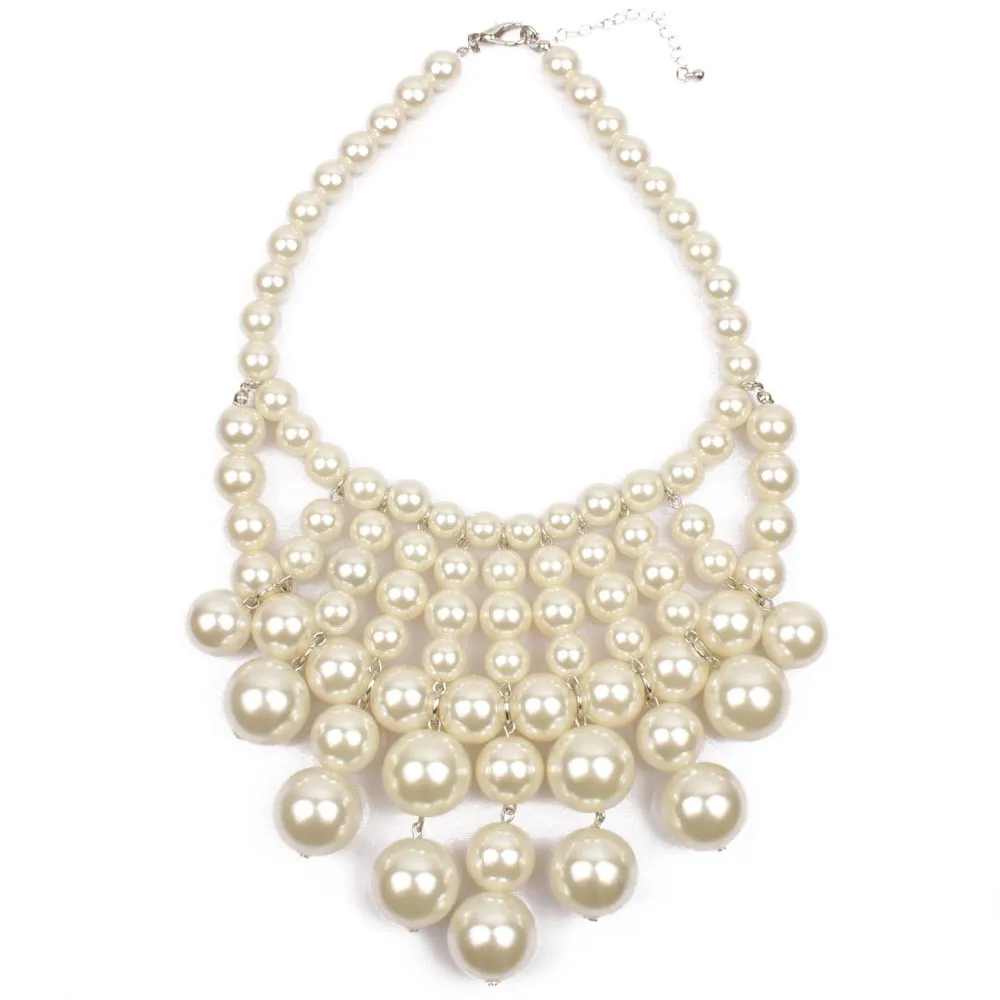 Big Imitation Pearl Beads Women Statement Pendant Collar Necklace Buy
