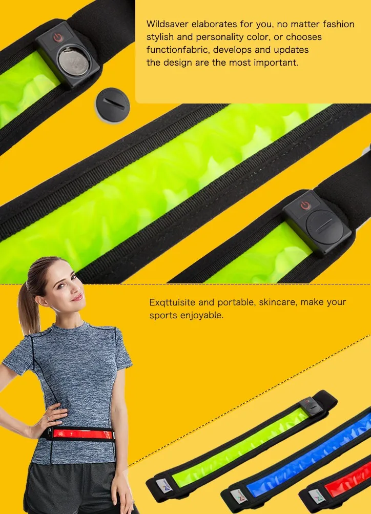 Wholesale USB Rechargeable LED Reflective Waist Belt