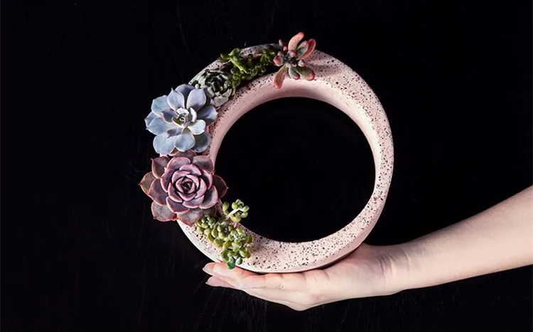 2017 New Cement flower pots Craft molds Silicone Centrifugal circle Concrete Vase Decoration Mold09