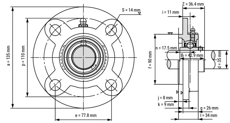 UCFC207 bearing size