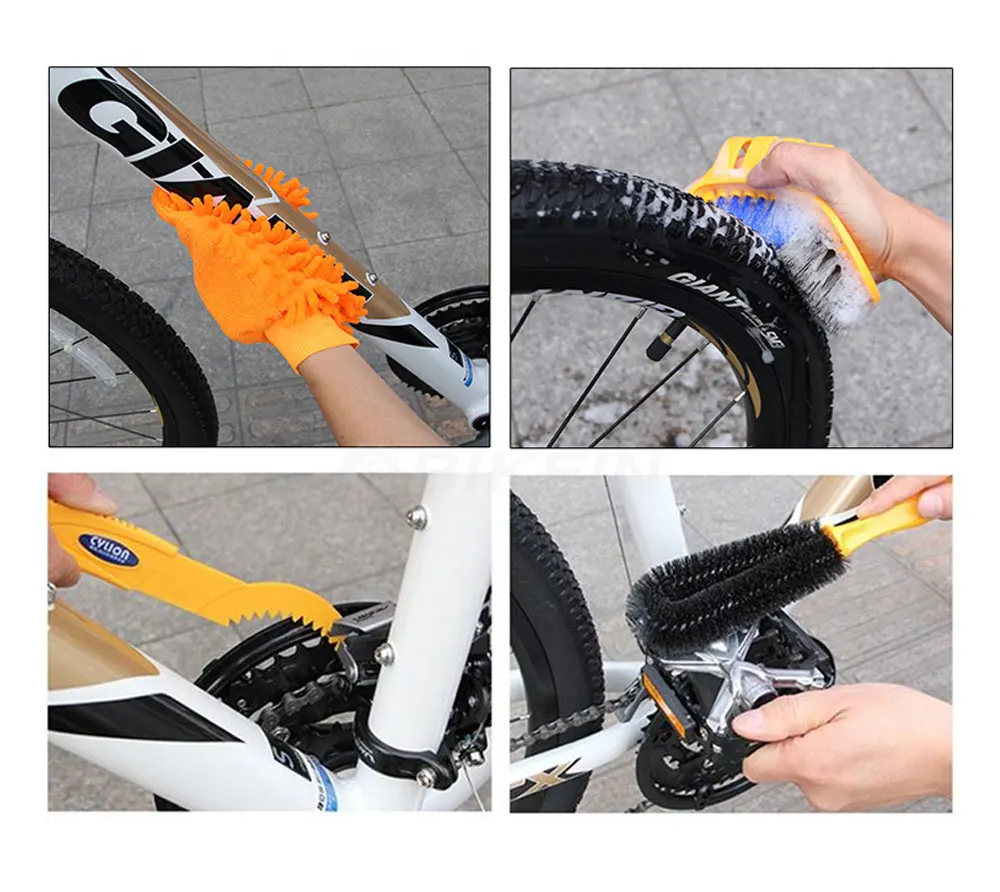 Bicycle Chain Cleaner Cycling Tire Brush Portable Mtb Road Bike