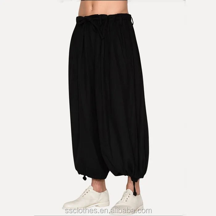 Latest Design Top Fashion Men Pleated Front Black Polyamide Balloon