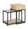 Modern design living room furniture sets of 2 metal base nesting coffee table