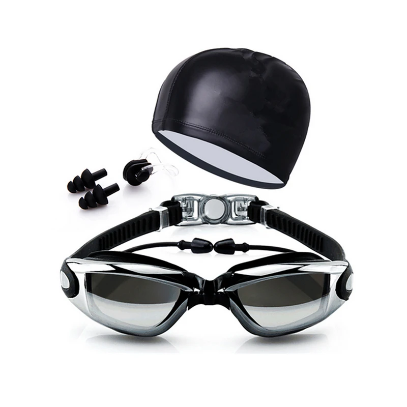 qiteng Swimming Goggles Nose Clip Ear Plugs Swim Goggles Anti Fog UV Protection Adult Men Women Youth Kids yy Swim Cap Case