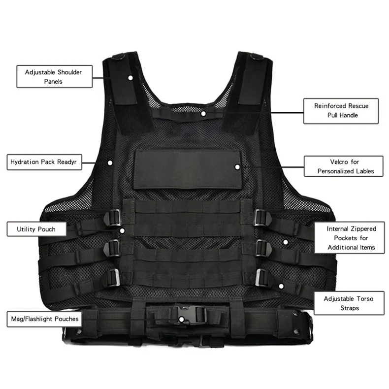 Yakeda Custom Mesh Army Police Equipment Combat Airsoft Vest