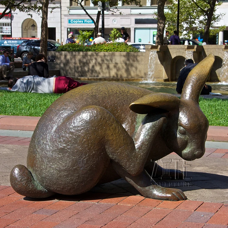 Hot Casting Lovely Bronze Animal Sculpture Copper Brass Peter Rabbit