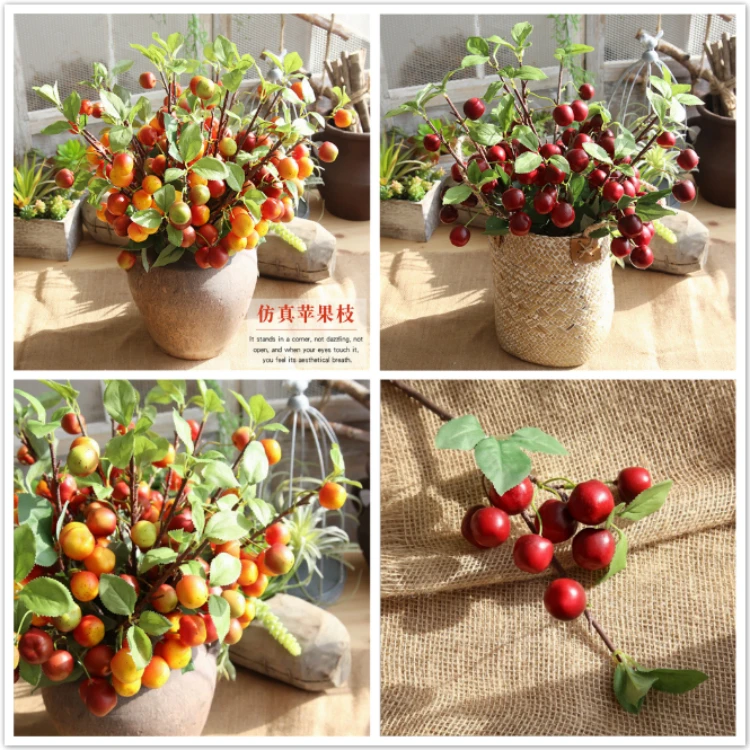 mini berry stamen plastic decorative artificial apple branch