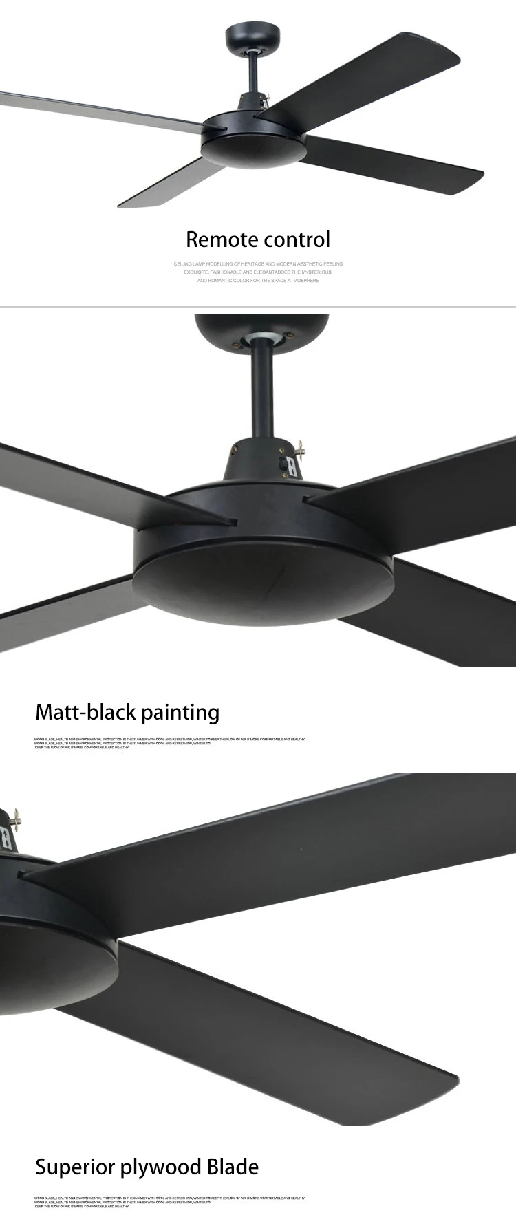 Hot Sale Energy Saving Ac Dc Motor Plywood Metal 4 Blades Ceiling