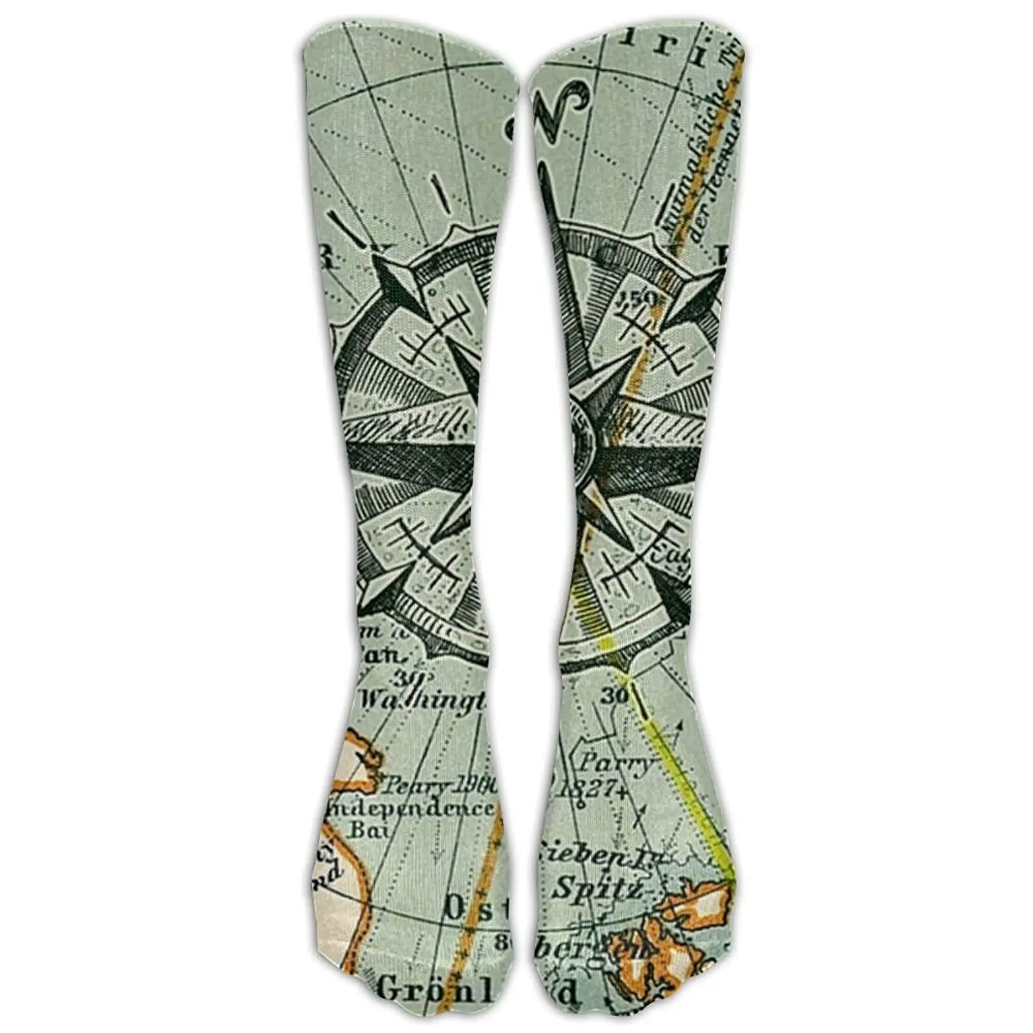 Women Crew Socks Thigh High Knee Forest Waterfall Long Tube Dress Legging Casual Compression Stocking