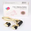 Gold derma roller kit with One handle and3 heads rollers 0.5 mm, 1mm, 1.5mm