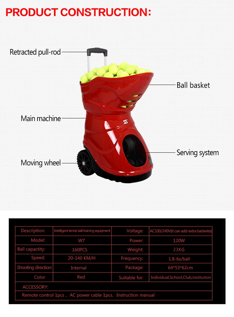 Universal Red Color Tennis Ball Machine Online For Beginners Buy