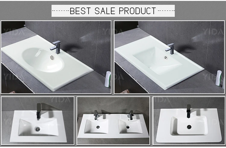 Rectangle Shape Free Standing One Piece Africa Ceramic Wash Basin Sink Cabinet Bathroom