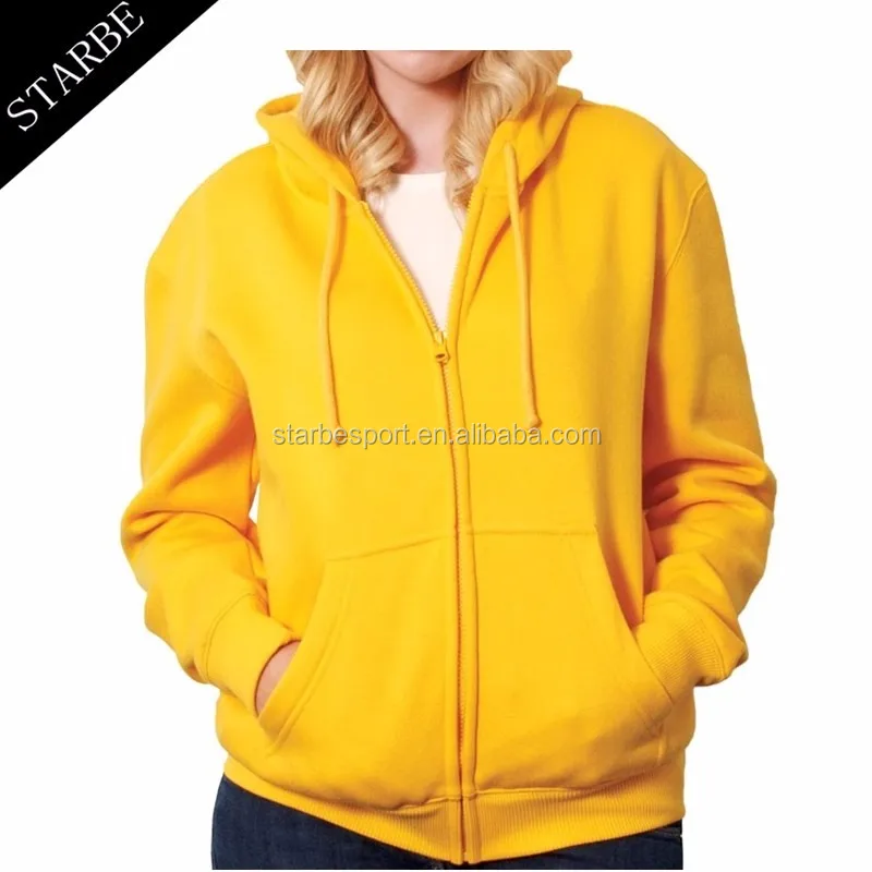 Customized Wholesale Yellow Cotton Zip Hoodies Hot Sale Buy Yellow