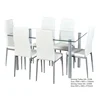 Modern European Style Solid Kitchen Home Furniture Tempered Glass Top Dining Table Set 6 Chairs for Dining Room
