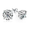 925 Sterling Silver Jewelry women men Jewelry Round Zircon CZ Fashion four claws Stud Earrings