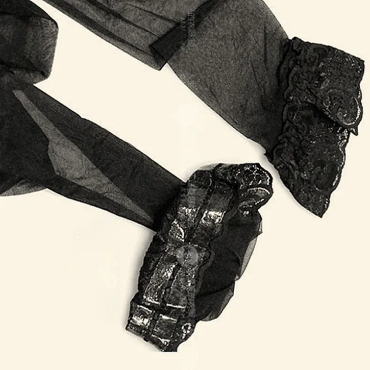 New Black Silk Stockings For Sale Ultrathin Lace Top Sheer Thigh High