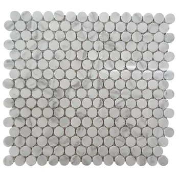 Polished Bianco Carrara 2 0 Penny Round Mosaic Polished Bianco Carrara 2 0 Penny Round